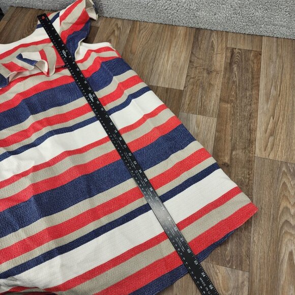 ASOS Womens Size 12 Bold Striped Patriotic V-Back Ruffle Accent Mini Shift Dress - Picture 10 of 12